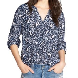 Nordstrom | Hinge Indigo Horse Print Top